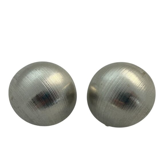 Vintage Sarah Coventry Clip On Earrings Silver Tone Button Dome Textured - Picture 3 of 9